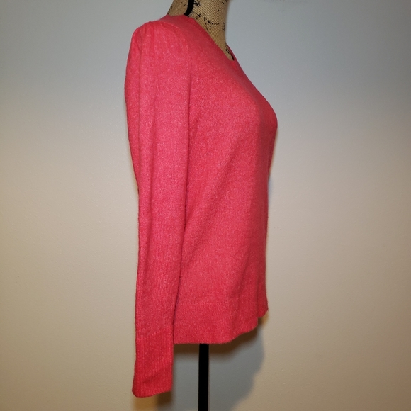 Loft Crewneck Knit Long Sleeve Barbie Pink Sweater - Picture 2 of 7